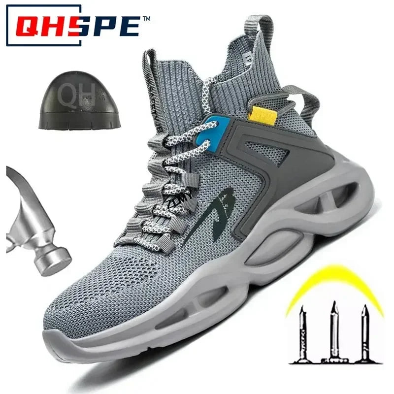 Tactical Boots for Man Breathable Work Safety Boots with Steel Toe Fashion Work Shoes Men Anti-stab Anti-smash Sneaker