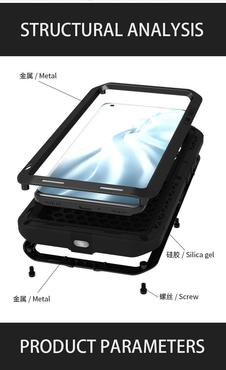 Love Mei Aluminum Metal Case For Xiaomi Mi 14 13 11 10 Pro Mi11 Cover Powerful Armor Shockproof Life Waterproof Case Capa Funda