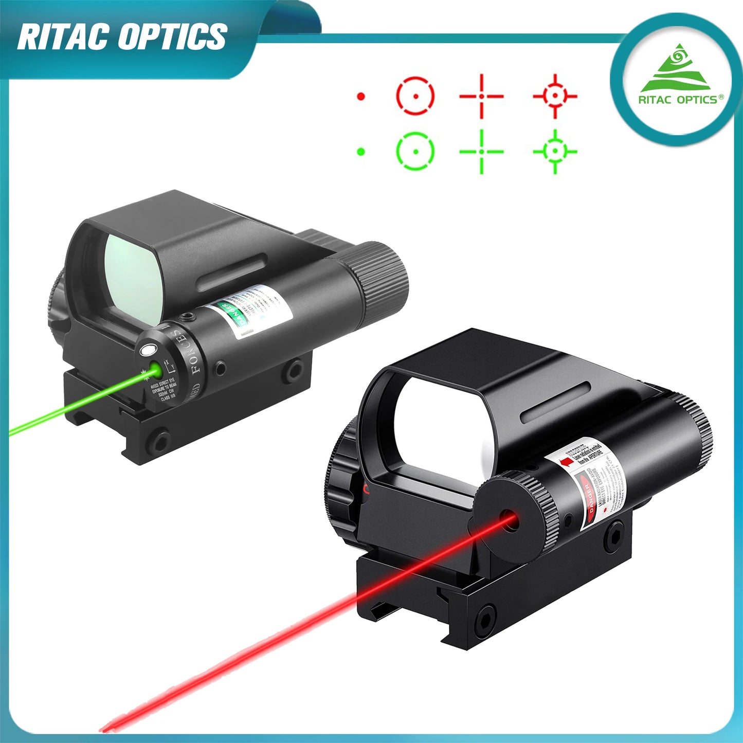 Tactical Reflex Sight Riflescope Red Green Laser Scope 4 Reticle Projected Dot Sight Scope Hunting Optics for 20mm Rail