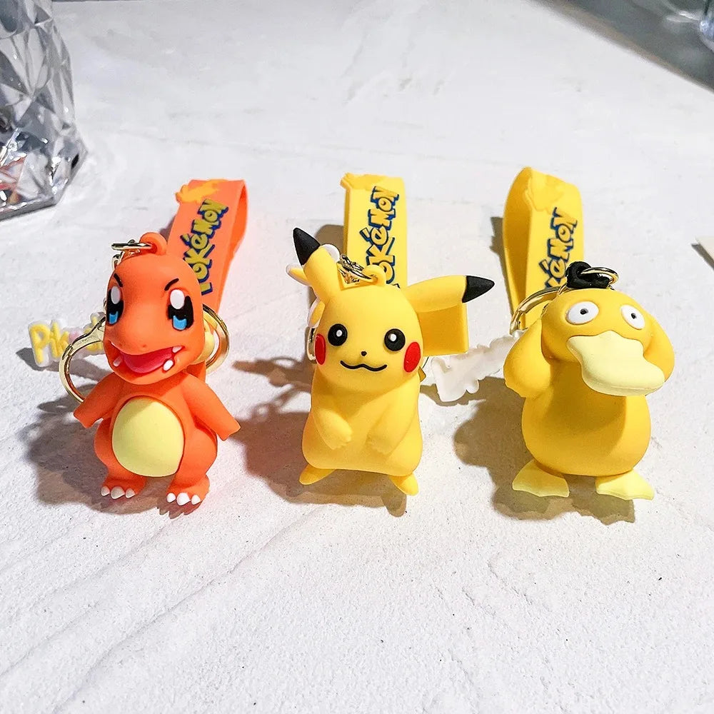 New Pokemon Pikachu Keychain Anime Cartoon Key--Chain Charmander Psyduck Fashion Keyring Pendant Accessories Toys--Kids Gifts