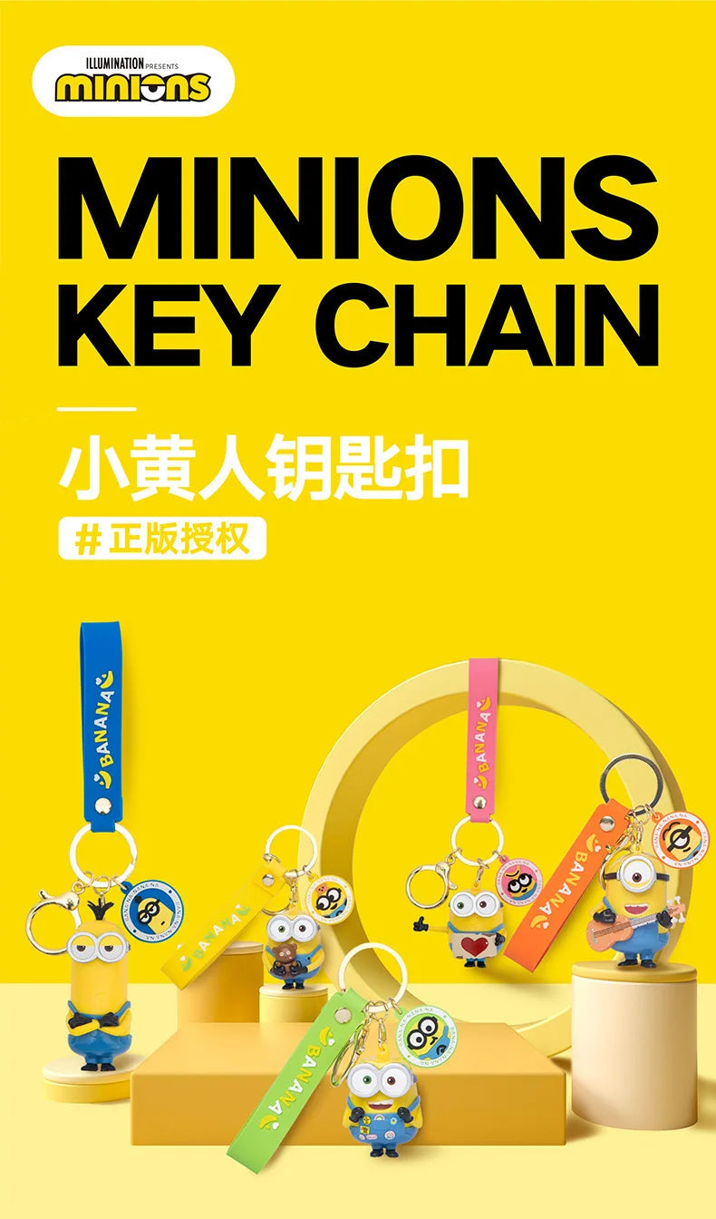 Cute Minion Keychain Cartoon Creative Exquisite Anime Doll Keychain Couple School Bag Pendant Accessories Gift