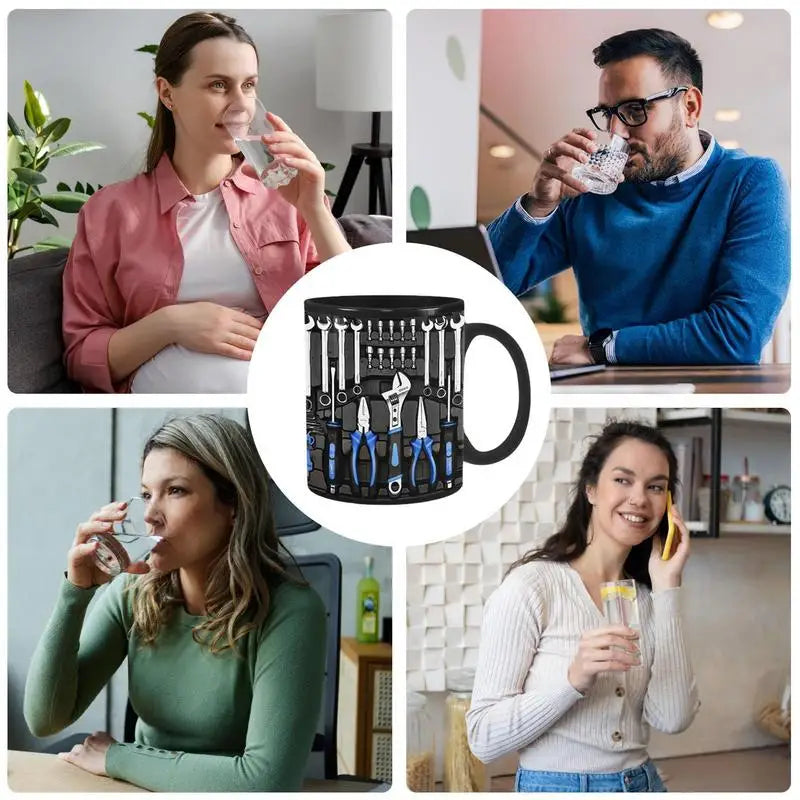 Mechanic Black Mug Black Ceramic Coffee Cup For Mechanics Large Toolbox Coffee Cup Tea Mug For Whiskey Beer Juice Soup Water