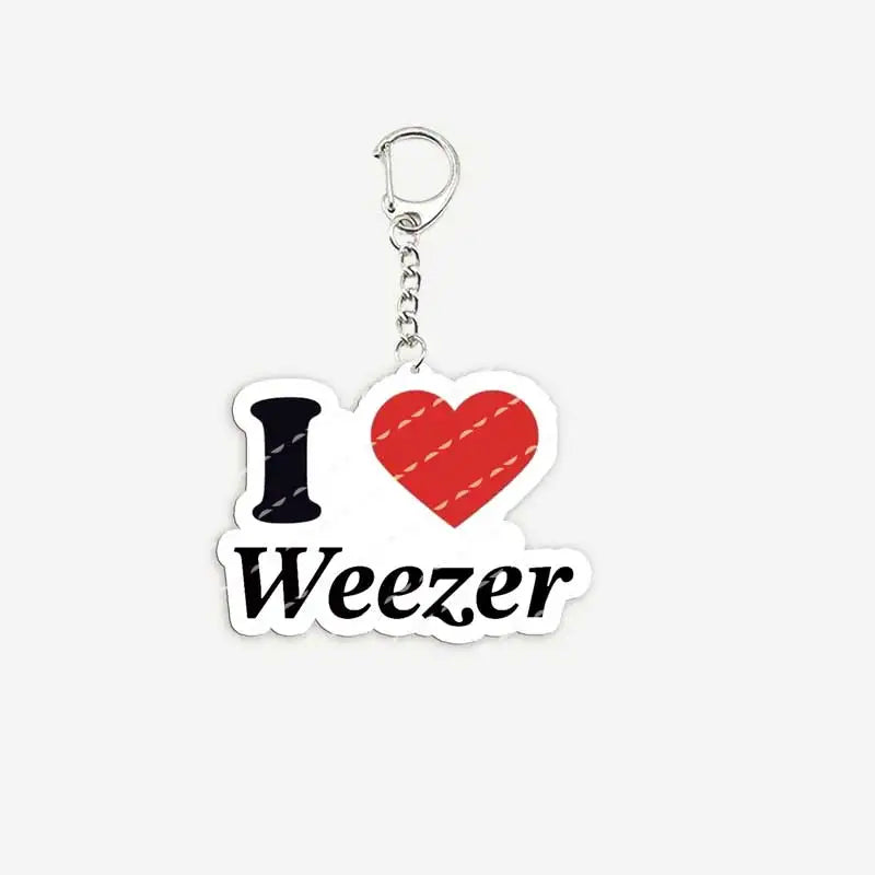 Rock Band Weezer Keychains for Accessories Bag Acrylic pat mikey matt brian Charm Keyrings Chains Jewelry Friends FANS Gifts