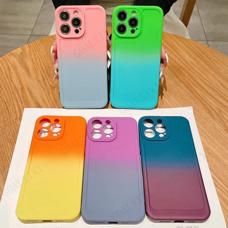 Antiskid cases silicone phone cases for iPhone 16 15 14 13 12 11 pro 8p 7p max plus mini ip16 16pro pls case gradient soft cover