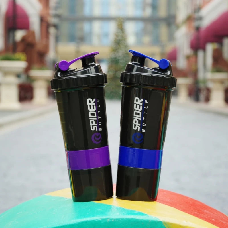 3 Layers Shaker Protein Bottle Powder Shake Cup Large Capacity Water Bottle Plastic Mixing Cup Body-Building Exercise Bottle