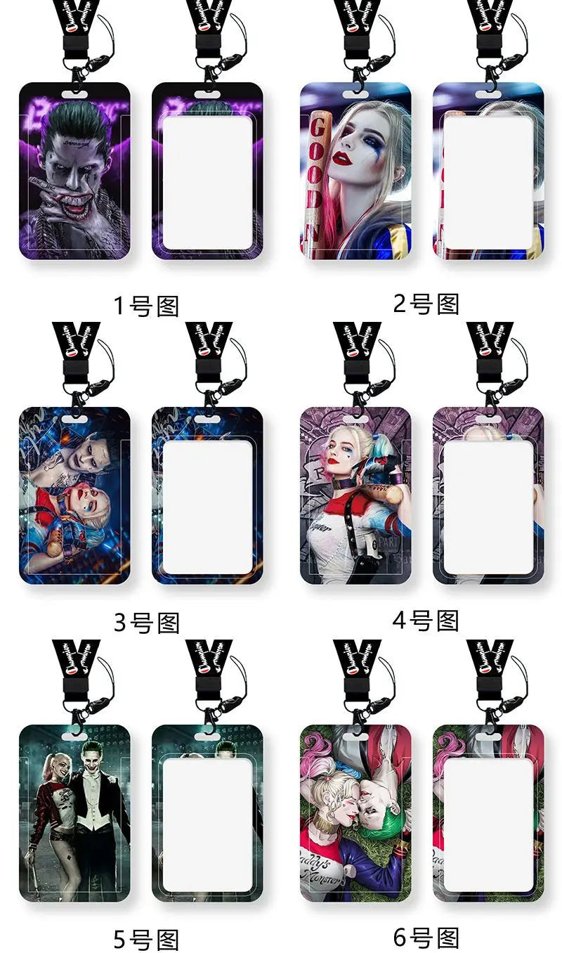DC Joker Harley Quinn Anime Movie Periphery Student Campus Card Cover Creative Cartoon Lanyard Work Card Protective Cover Gifts