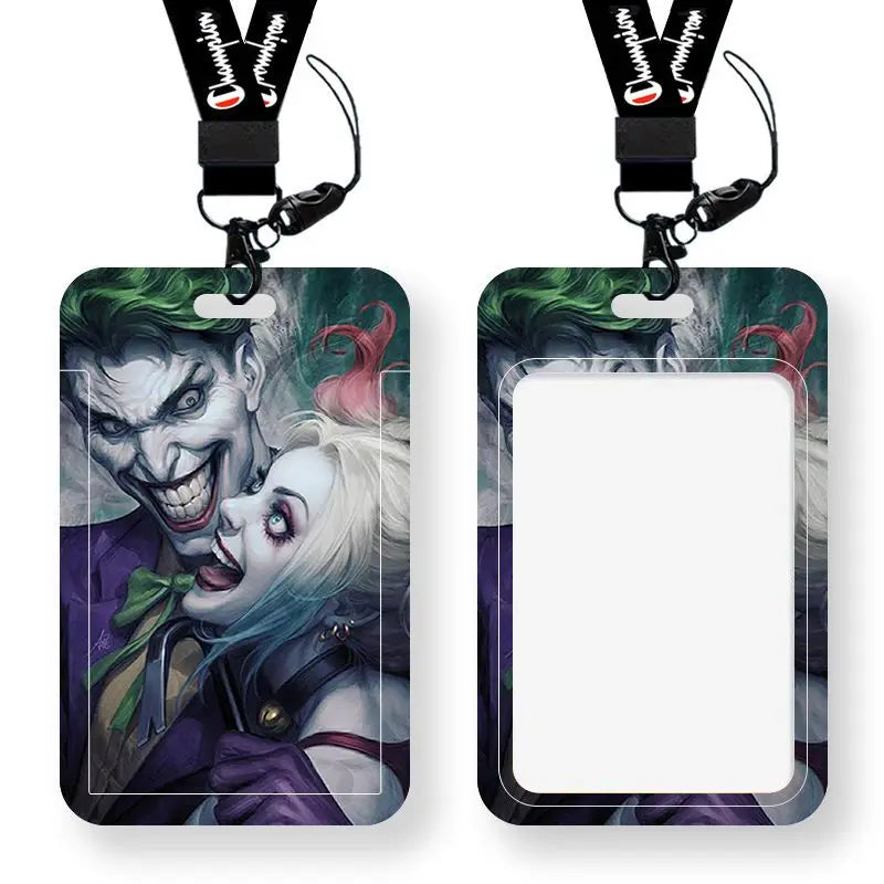 DC Joker Harley Quinn Anime Movie Periphery Student Campus Card Cover Creative Cartoon Lanyard Work Card Protective Cover Gifts