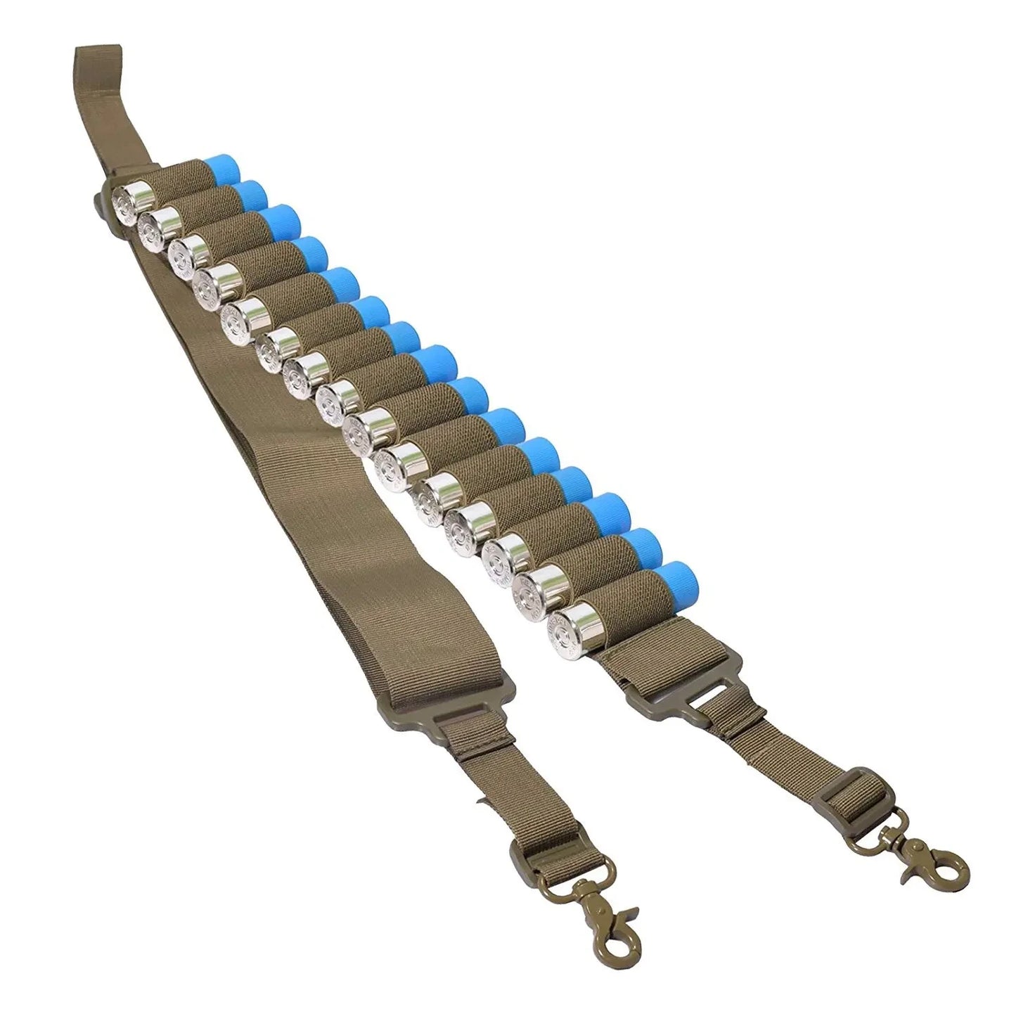 Tactical 15 Rounds Ammo Shell Belt Rifle 12 Gauge Ammo Pouch 2 Point Shotgun Sling Bullet Cartridges Holster Strap