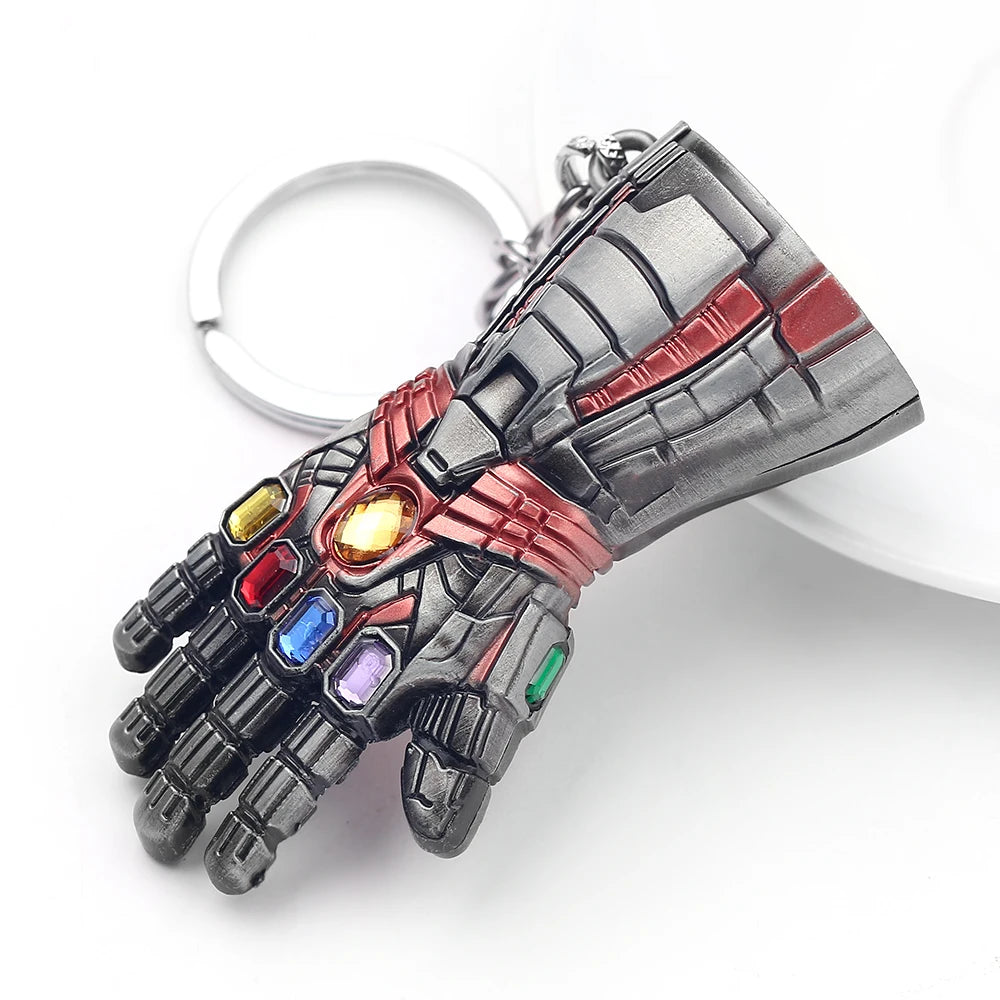 Marvel Superhero Keychain Avengers Thanos Infinity Gauntlet Metal Pendant Keyring Car Backpack Key Holder Decoration Accessories