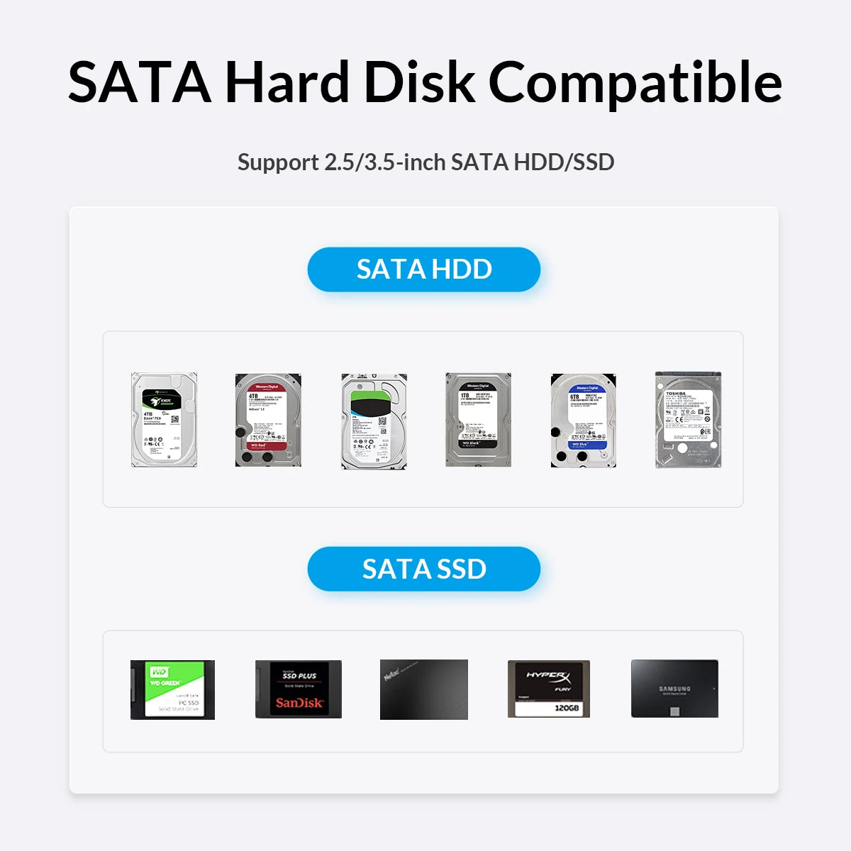 ORICO 3.5" HDD Case SATA to USB C 6Gbps External Hard Drive Case for 3.5 inch HDD Enclosure with 12V Power Adapter Support 18TB
