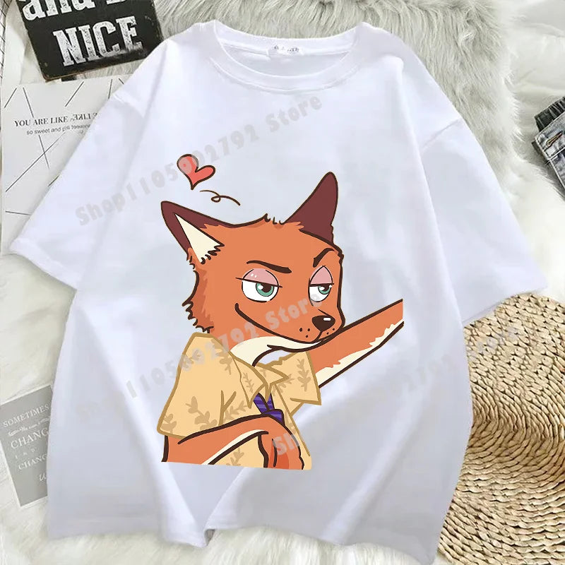 Zootopias Outfit T Shirt for Men Women Tee Judy Nick Movie Oversize Shirts Fashion Loose Cotton Clothing Love Gift for Couple