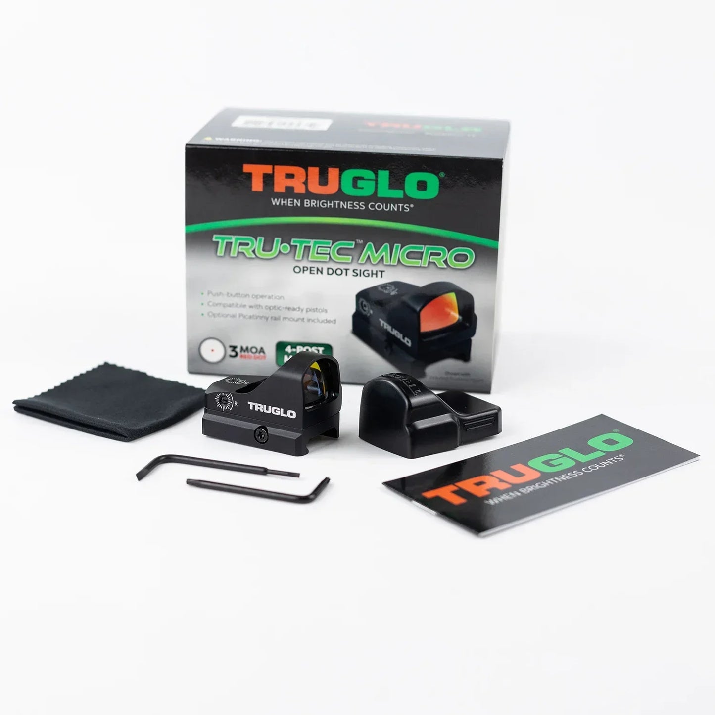 TRUGLO Tru-Tec Micro 3 MOA Red Dot - Compact Parallax-Free Rapid-Deploy Design 10-Level Illum 20mm Rail Mount for Pistols/Rifles