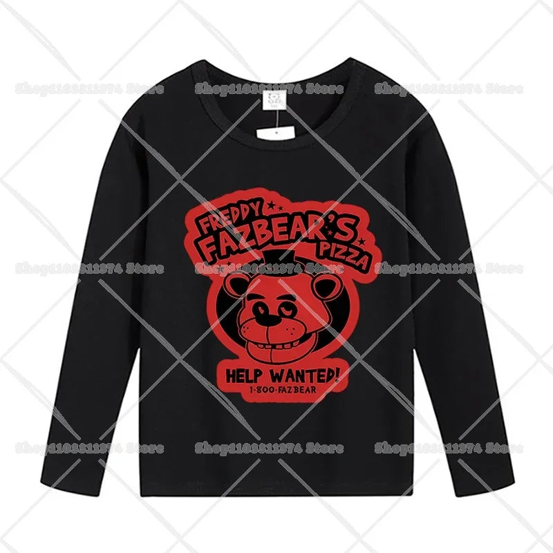 Five Nights At Freddys Long Sleeves Kids T-shirts Anime FNAF Tee Tops Cotton Fashion Children Clothes Undershirt Birthday Gift