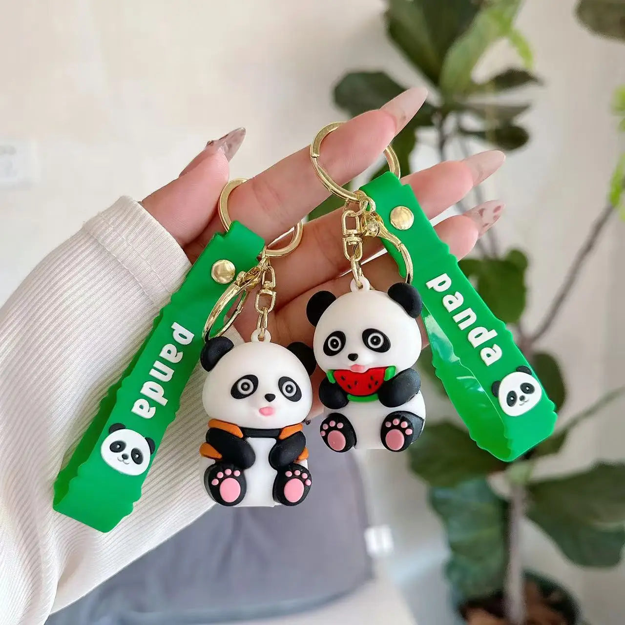 Cute Panda Keychain PVC Cartoon Keyring Creative Gift for Students Backpack Accessories