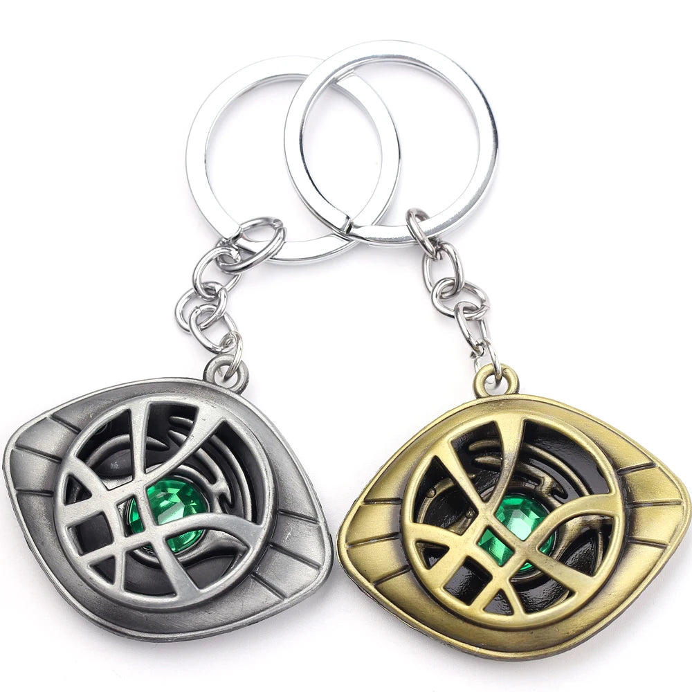 Marvel Avengers Doctor Strange Keychain Retro Unlimited Time Stone Pendant Keyrings Men Women Car Bag Key Holder Jewelry Gifts