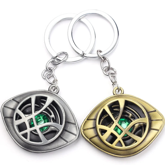 Marvel Avengers Doctor Strange Keychain Retro Unlimited Time Stone Pendant Keyrings Men Women Car Bag Key Holder Jewelry Gifts