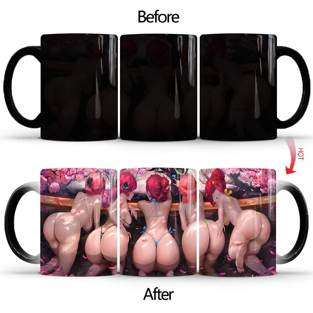 Anime Sexy Bikini Girls Color Changing Mugs Beauty Ceramic Magic Mug Erotic Heat Sensitive Coffee Cup Eroticism Tea Cup Novelty