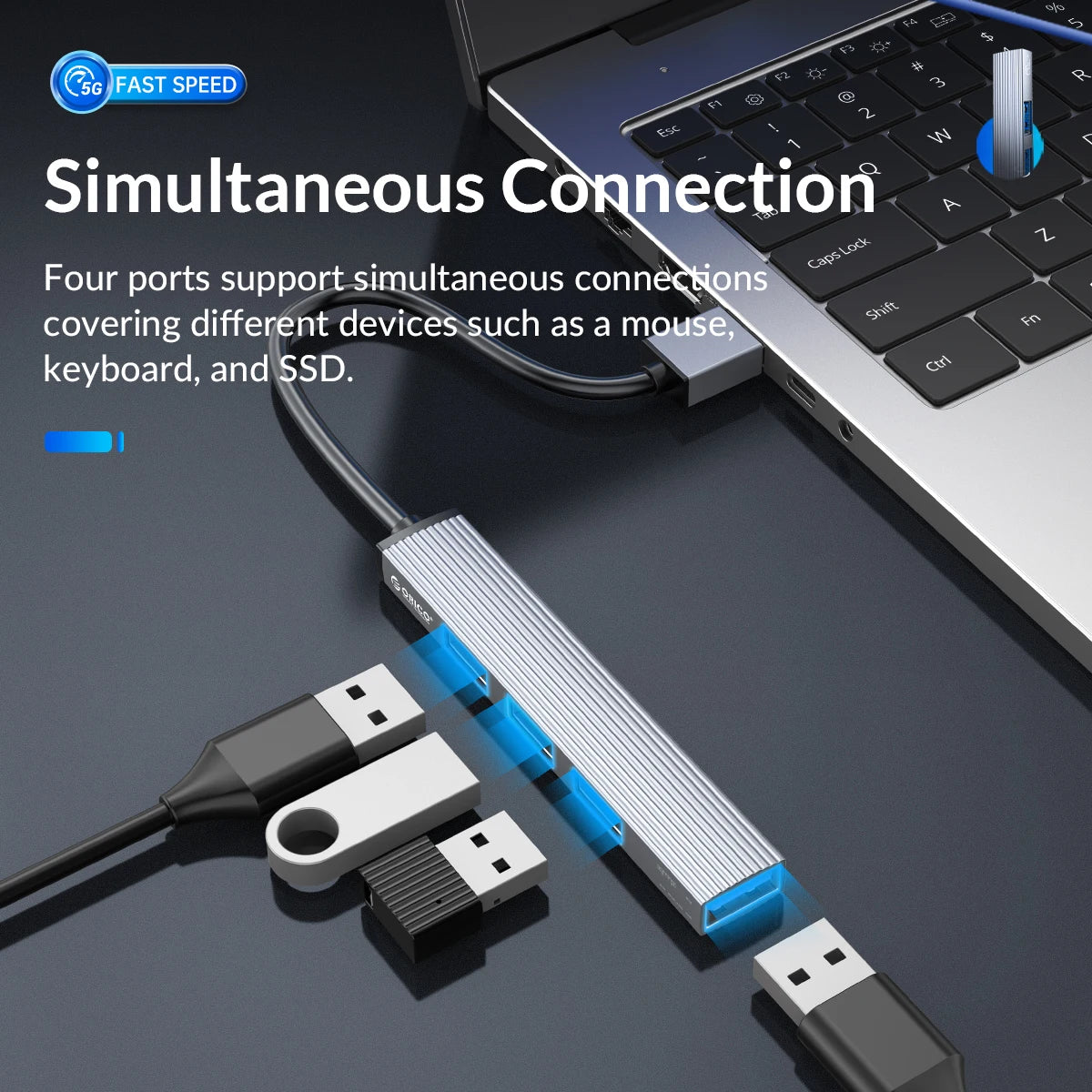 ORICO USB C To Usb Adapter USB 3.0 Splitter 3-port HUB Hub Docking Station Converter Otg Adapter Computer Accessories USB HUB