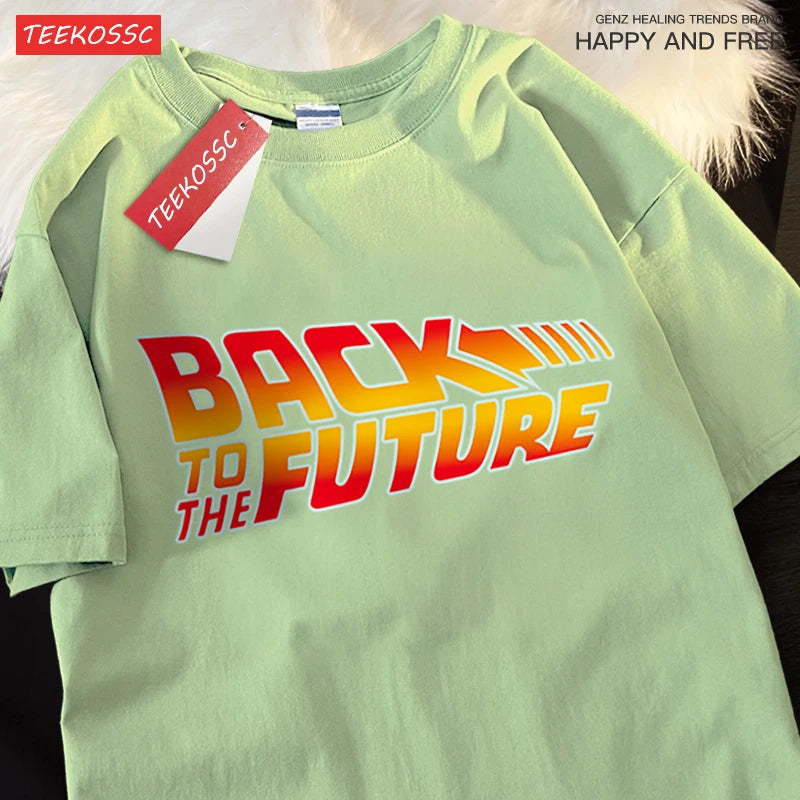 Back To The Future Movie Logo T-Shirt Men Women Cartoons Cotton Short Sleeve Shirt Summer Tshirt Hip Hop Breathable Clothing
