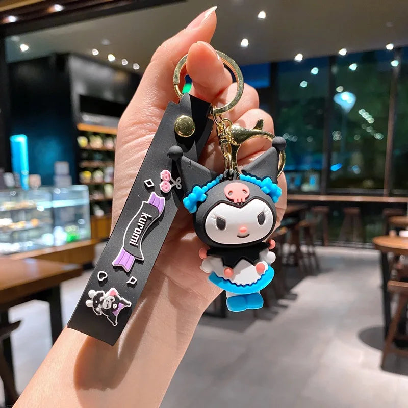 New Kawaii Sanrio Kuromi Keychain Pvc Doll Key Chain Cartoon Anime Cinnamoroll Bag Pendant Car Keyring Toys Kids Birthday Gift
