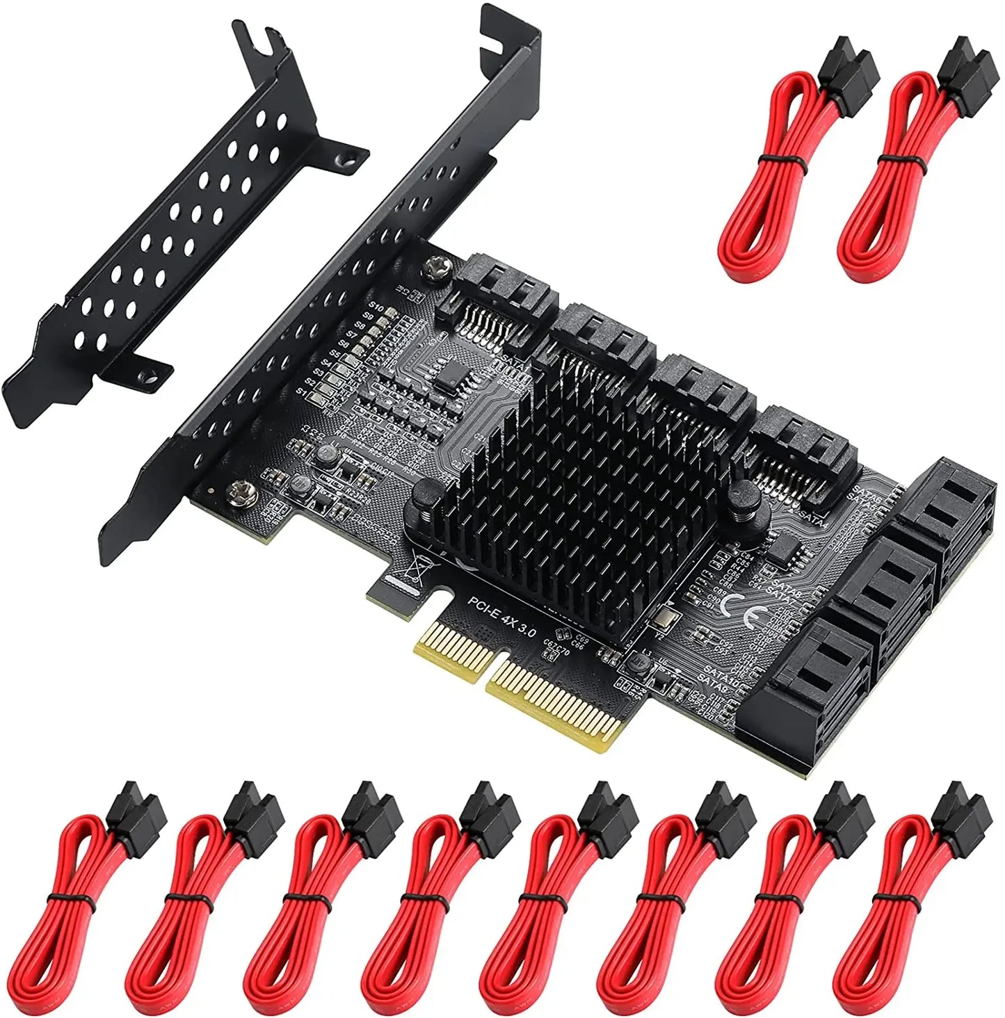 PCIe SATA Card 6/10 Port 6Gbps SATA 3.0 PCIe Card,Support 10 SATA 3.0 Devices, Built-in Adapter Converter For Desktop PC