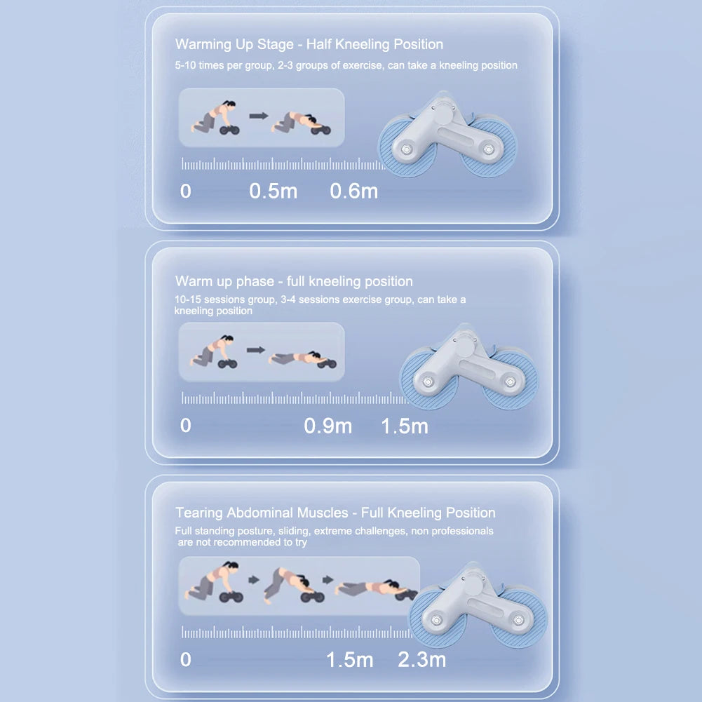 Abdominal Wheel Exerciser Dual Wheel Design Abdominal Fitness Wheel Automatic Rebound Anti-Slip for Bodybuilding Training