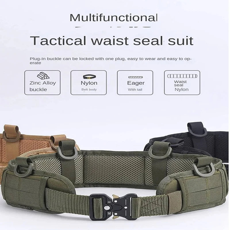 The Tactical Belt Is Made Of Molle Nylon Fabric And Has A Metal Buckle, Making It Suitable For Outdoor Sports And Hunting Belts