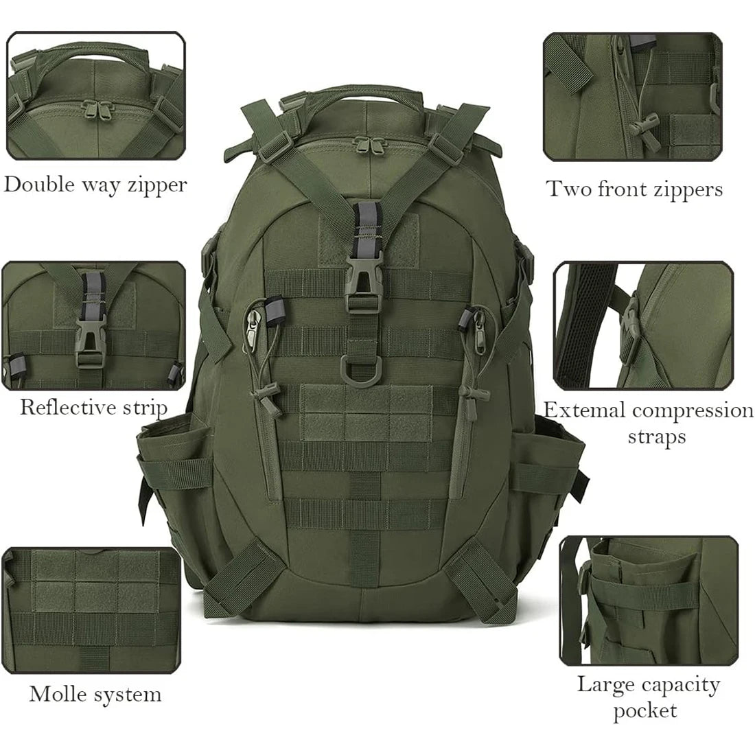 Military Tactical Backpack for Men and Women 35L Army 3 Days Assault Pack Bag Large Rucksack with Molle System