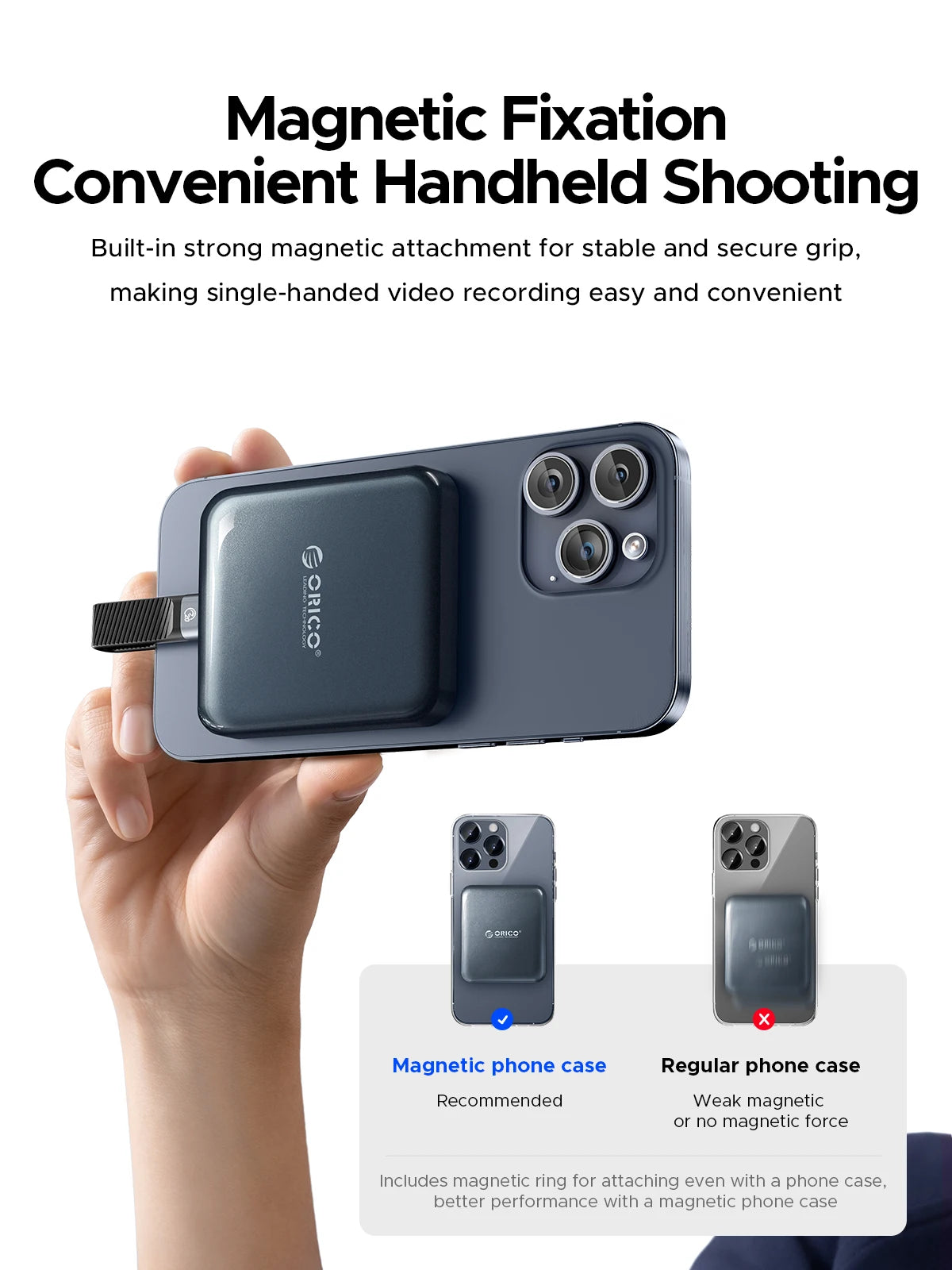 ORICO 1TB Magnetic External SSD, 4K ProRes HDR Record and Store, 2000MB/s Stable Transmission and Storage, Portable Solid State