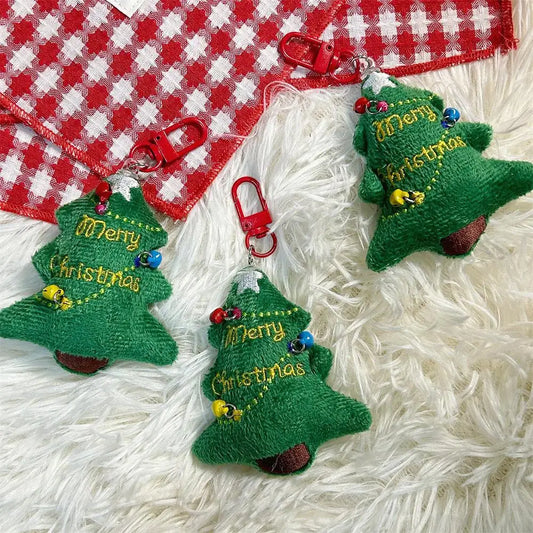 Keychain Pendant Car Key Backpack Decoration Cute Dopamine Little Bell Christmas Tree Plush Fashion Sweet