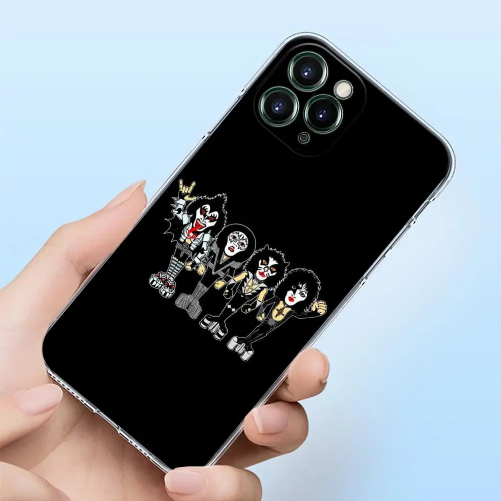 Classics Kiss Rock Band Clear Phone Case For iPhone 15 14 13 12 11 Pro Max Mini Cases iPhone 7 14 15 Plus XS Soft Silicone Cover