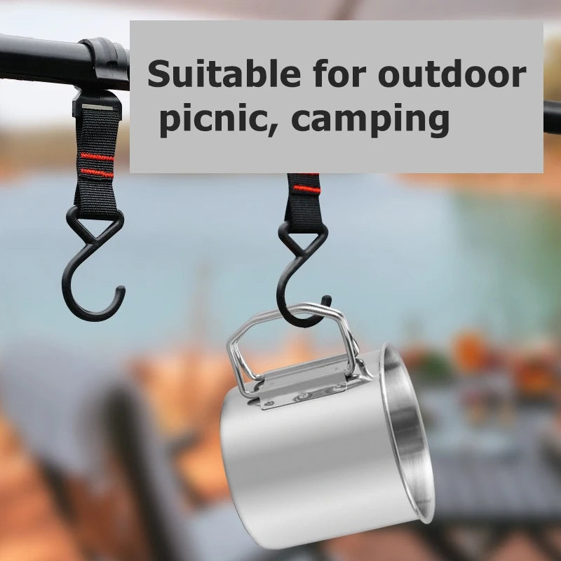 3Pcs Stackable Camping Mug Stainless Steel Portable Cups with Folding Handle Mesh Bag for Touring Trips Outdoor Camping Hiking