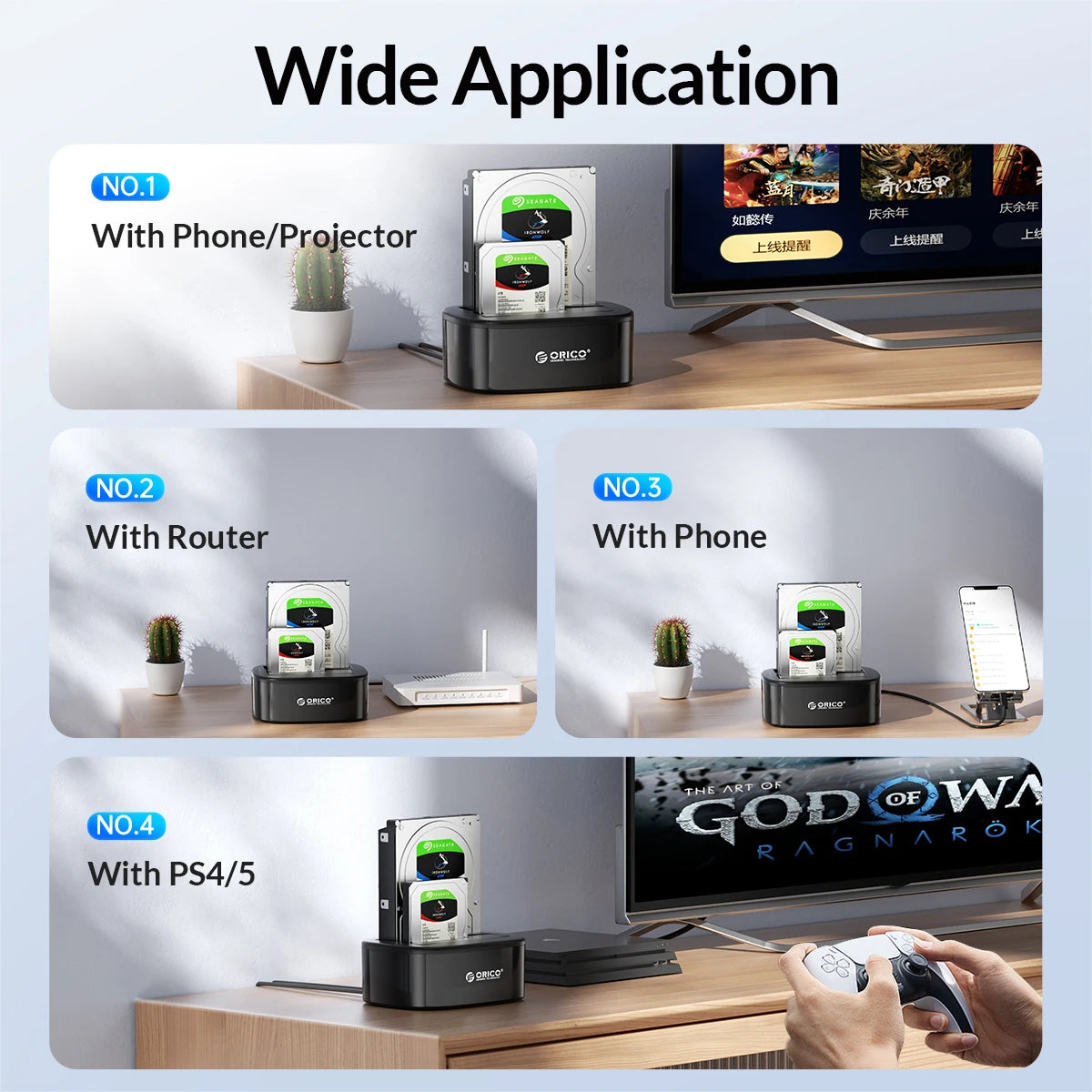 ORICO HDD Clone Docking Station USB 3.0 to SATA 3.0 Dual Bay Hard Drive Docking Station for 2.5/3.5 inch HDD SSD Case for PC