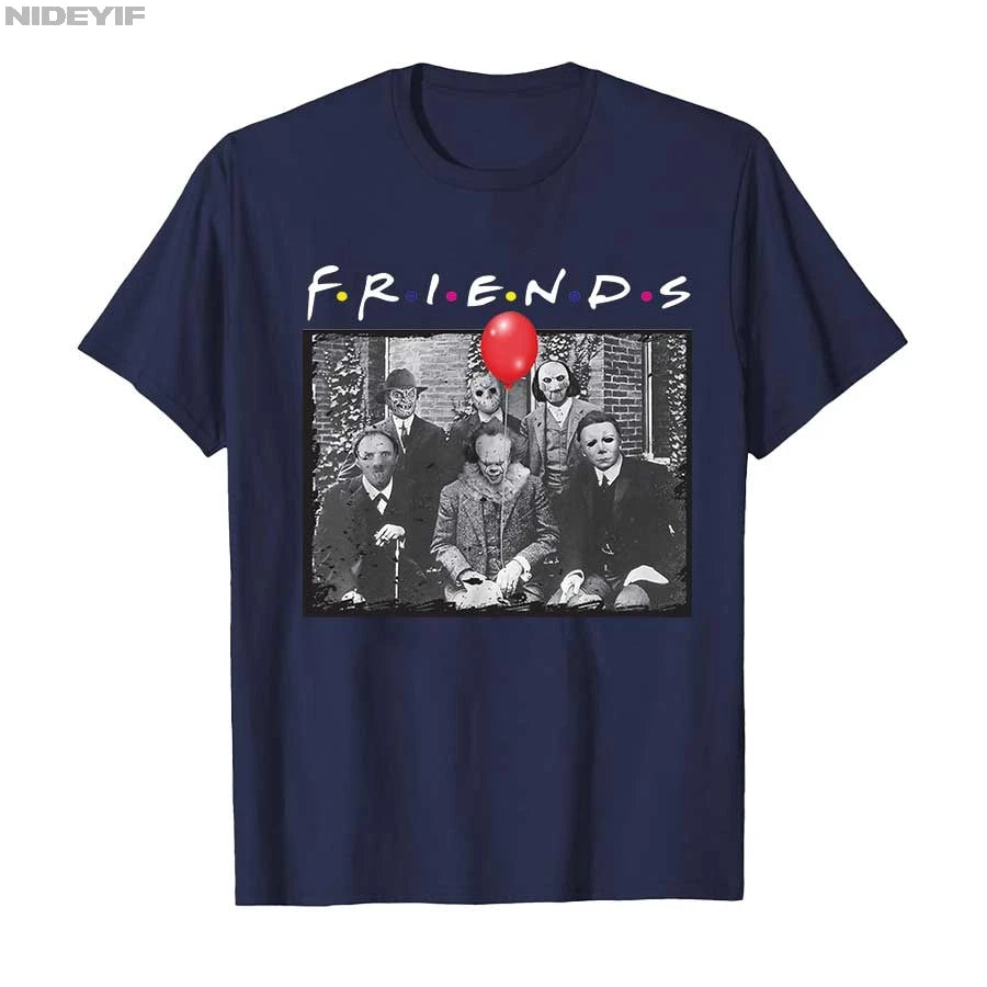 Horror Movie Friends Halloween T-shirt For Men Women 100% Cotton T Shirts Short Sleeve Tops P523