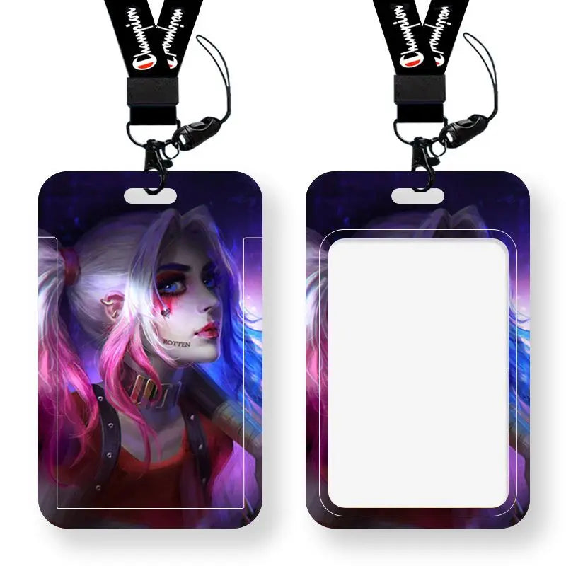 DC Joker Harley Quinn Anime Movie Periphery Student Campus Card Cover Creative Cartoon Lanyard Work Card Protective Cover Gifts