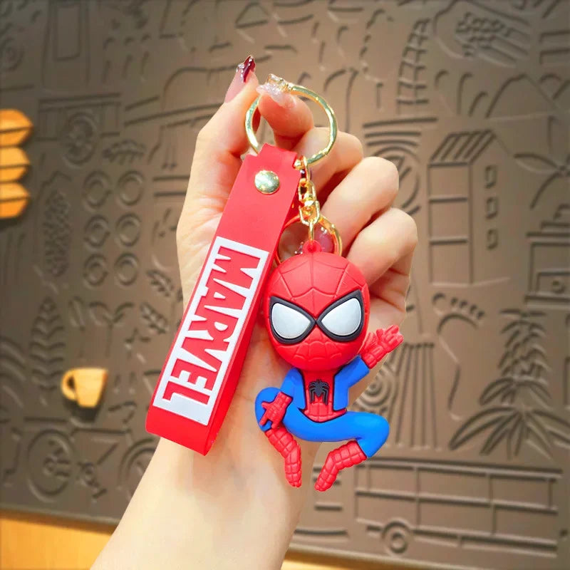 Classic Marvel Keychain Silicone Keyring for Spider Man Iron Man Hulk Key Holder Car Hanging Accessories Gifts Exquisite Gifts