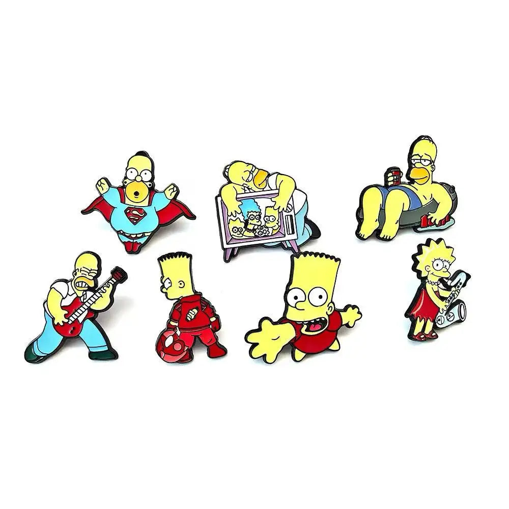 7pcs the Simpsons Enamel Pins Classic Anime Cute Funny Cartoon Brooch DIY Badge Jewelry for Clothes And Backpack Accessories