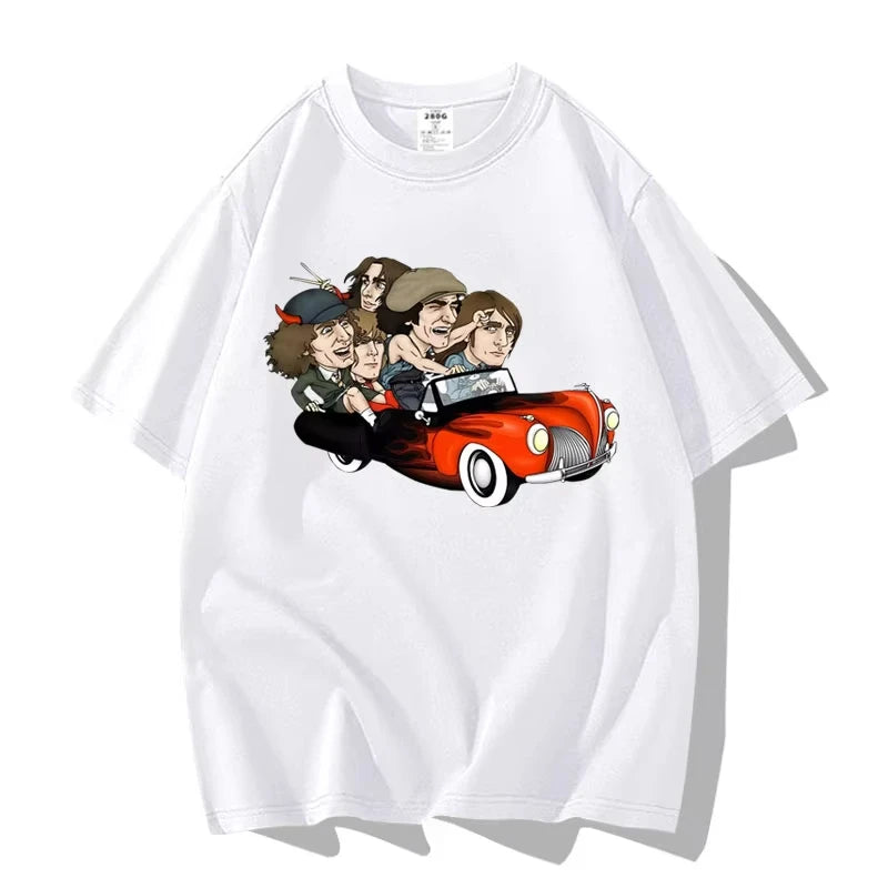 American Street Punk Rock Band ACDC Hip Hop Short Sleeve T-shirt Clothing Clothing Casual Men's and Women's 100% Cotton T-shirt