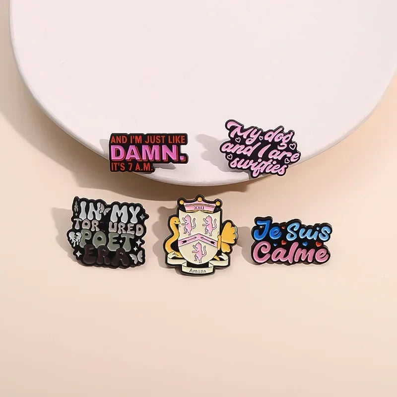Pop Music Singer Lyrical Music Lyrics Enamel Pin In My Tortured Poet Creative Custom Brooch Lapel Badge Jewelry Gift For Friend