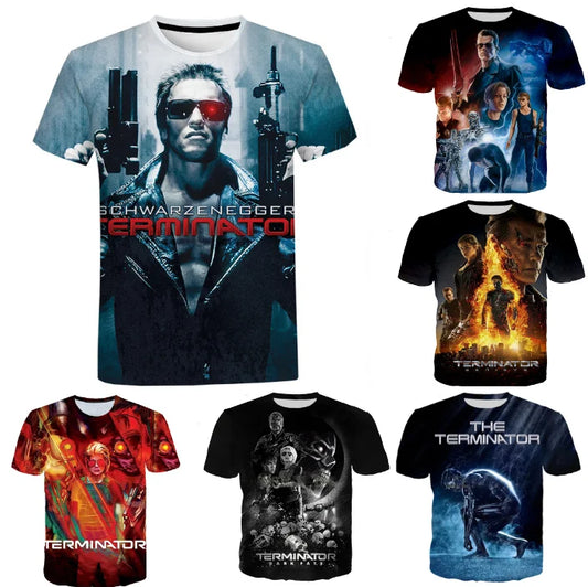 Movie Terminator T-Shirts Male 3D Print Men Women Fashion Short Sleeve O-Neck T Shirt Oversized Streetwear Kids Y2k Top Clothing