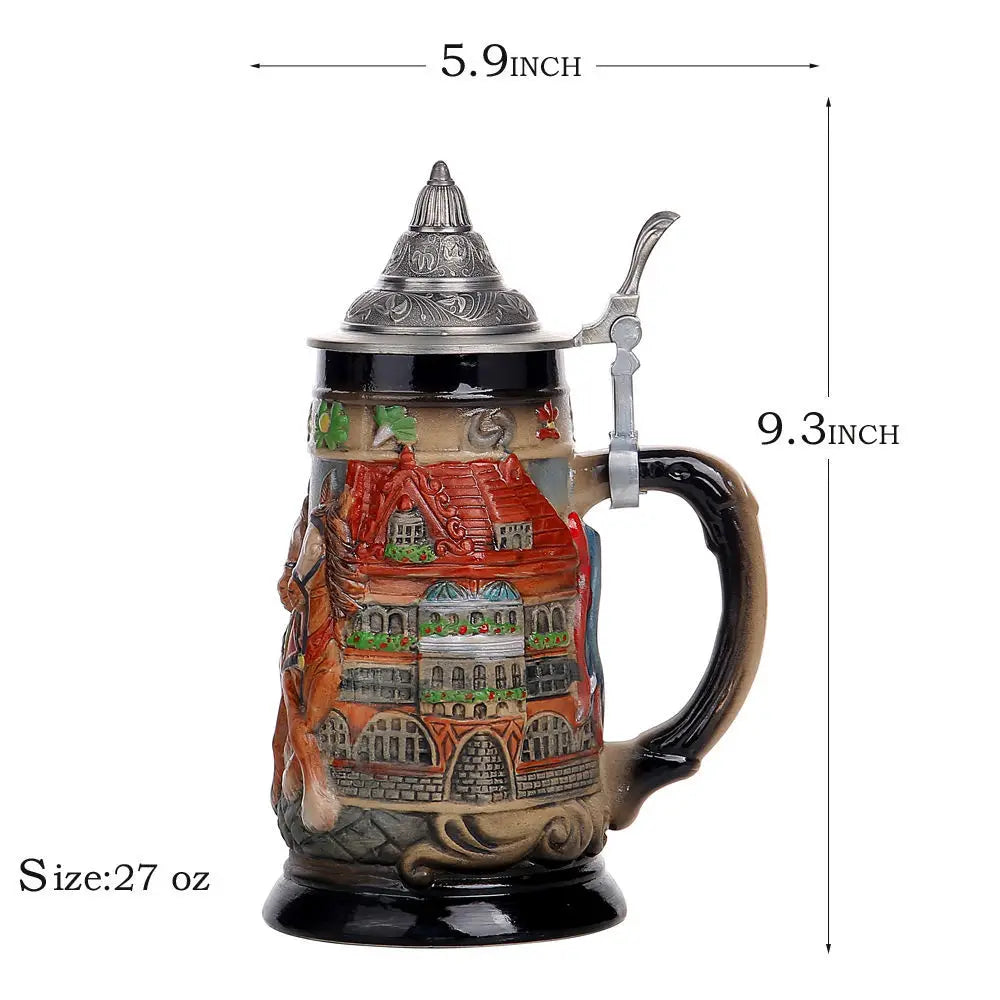 600ml Beer Mugs Big Capacity Germany Geographical Sign Classical  Beer Mug 3D & Resin Steel Stainless Tankard Cup Best Fans Gift