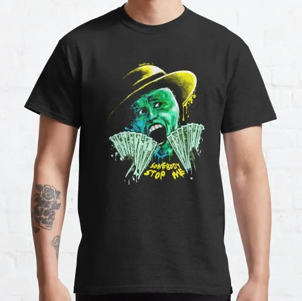 The Mask Retro Movie T Shirts for Men Pure Cotton Vintage Funny T-Shirt Jim Carrey Tee Shirt Short Sleeve Clothes Birthday Gift