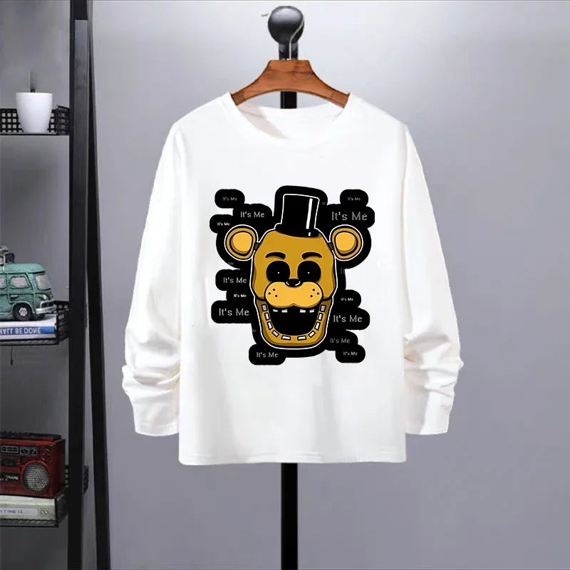 Five Nights At Freddys Long Sleeves Kids T-shirts Anime FNAF Tee Tops Cotton Fashion Children Clothes Undershirt Birthday Gift