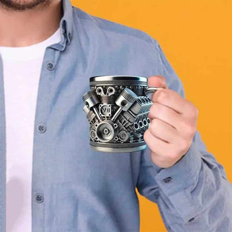 3D Engines Design Mug Engines Stainless Steel Cup Coffee Cup Beer Mugs Funny Drinking Accessories For Home And Office