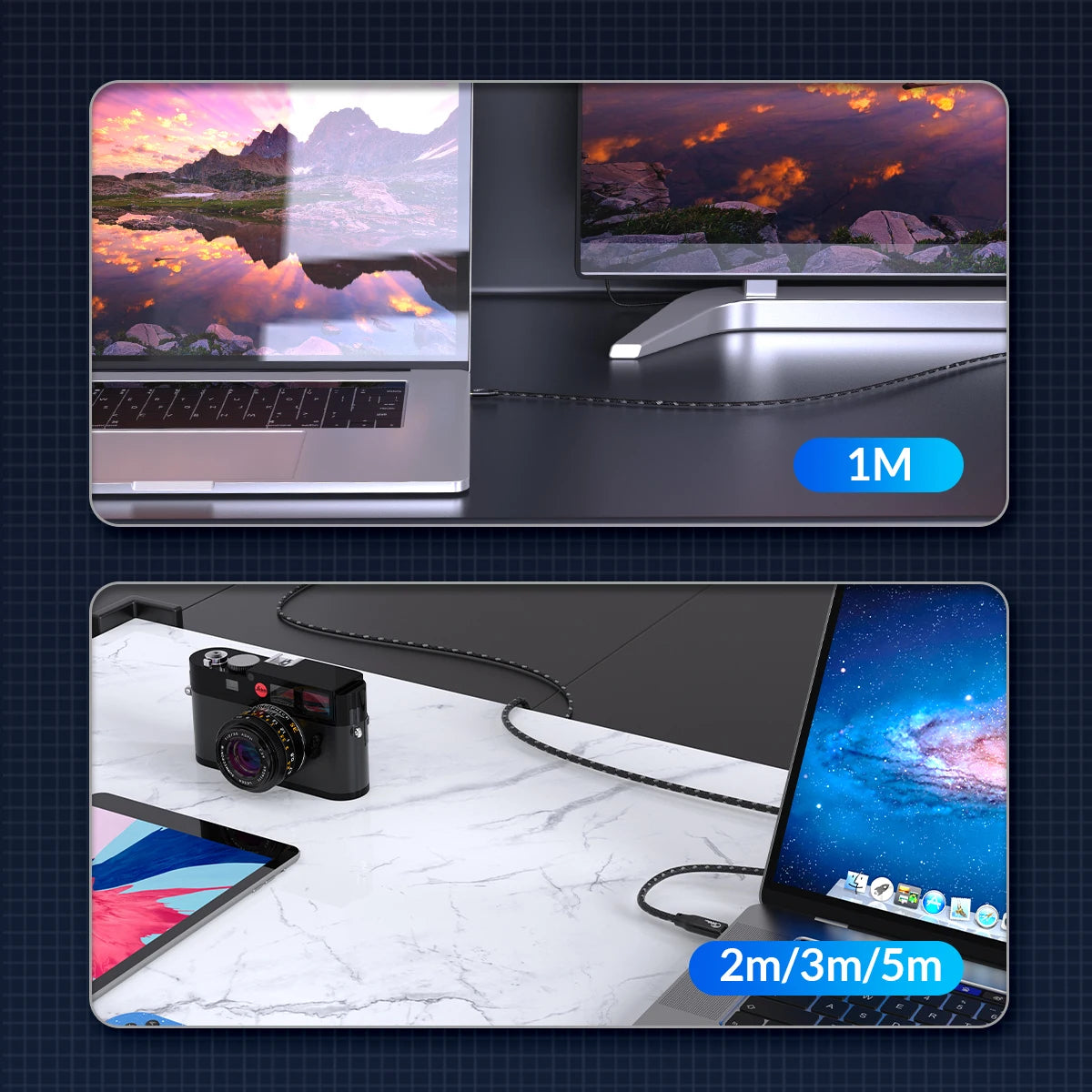 ORICO 5m 20Gbps USB C Cable PD100W Fast Charger Cord USB3.2 Gen 2 HD 4K@60Hz Video Braided with E-mark for Laptop MacBook