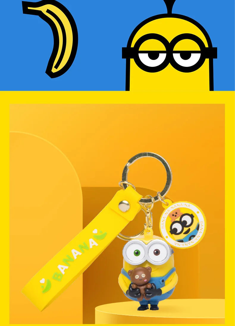 Cute Minion Keychain Cartoon Creative Exquisite Anime Doll Keychain Couple School Bag Pendant Accessories Gift