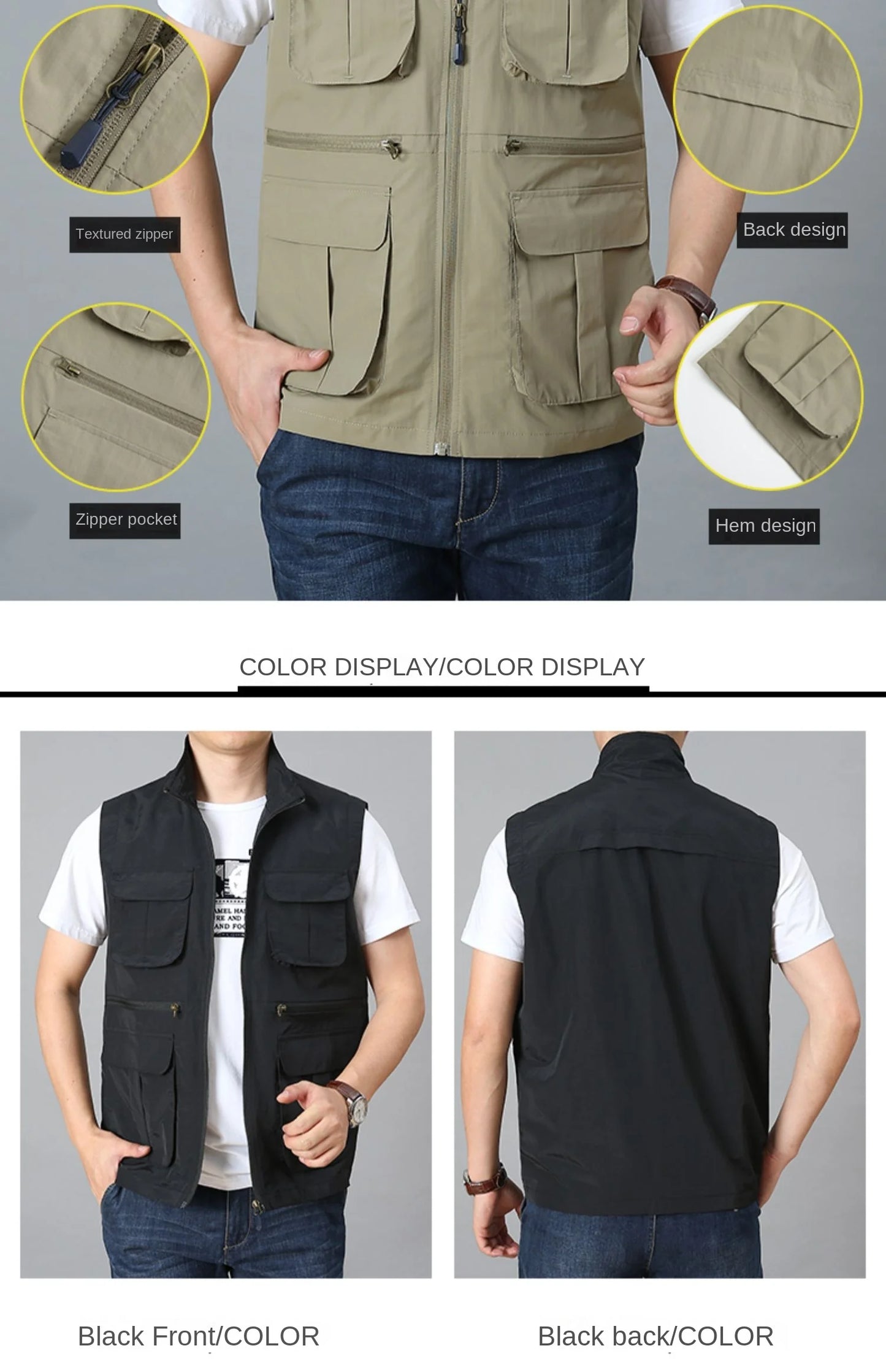 Tactical Vest For Men Golf Hunting Large Size Men's Camping Sleeveless Jacket Multi-pocket Work Padded Luxury MAN Clothing Denim