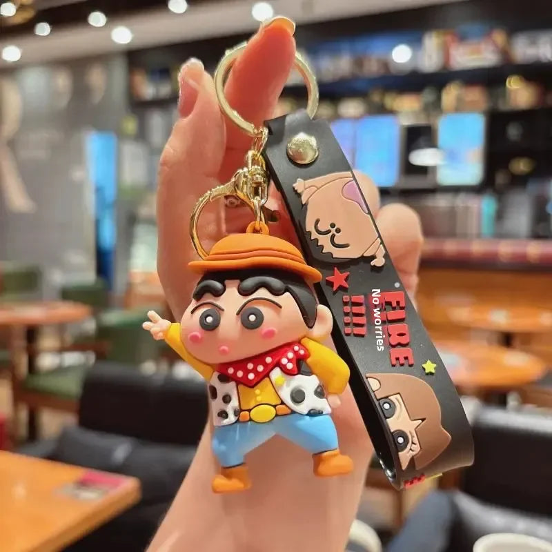 Cartoon Crayon Shinchan PVC Keychain Cute Transformation Doll Bag Pendant Gift Keychain Collectible Toys Backpack Decoration