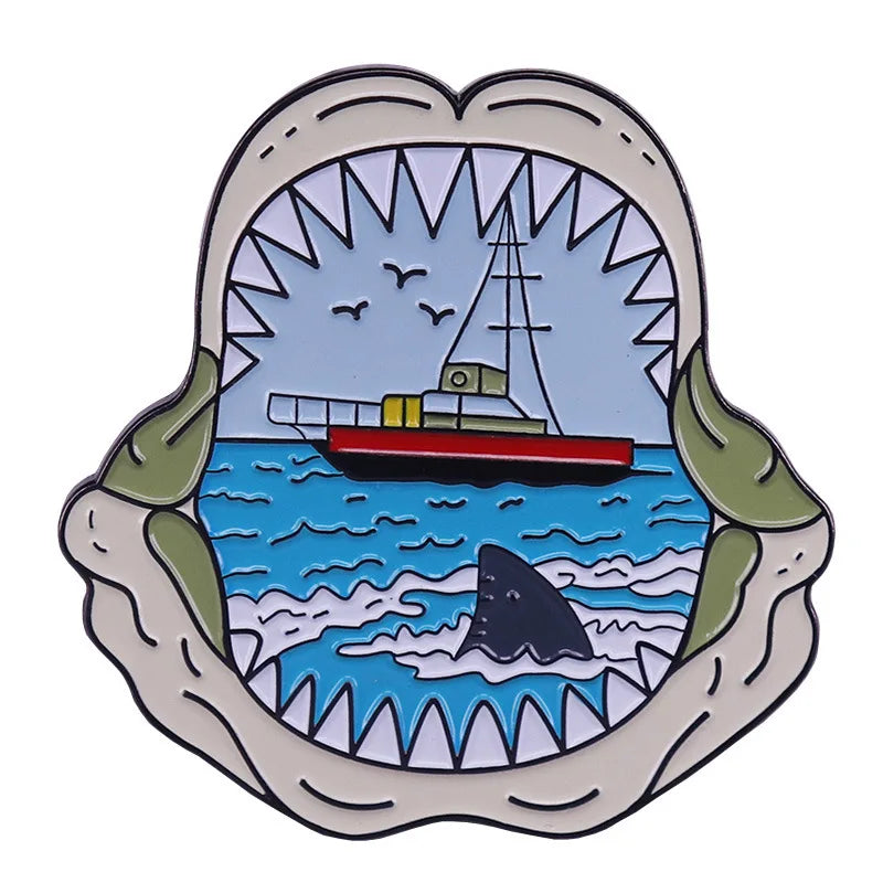 Keep a Positive Mindset pins Rainbow Shark Brooch Horror Movie-Inspired Badge Clothing Bags Jewelry Accessories Gifts for Friend