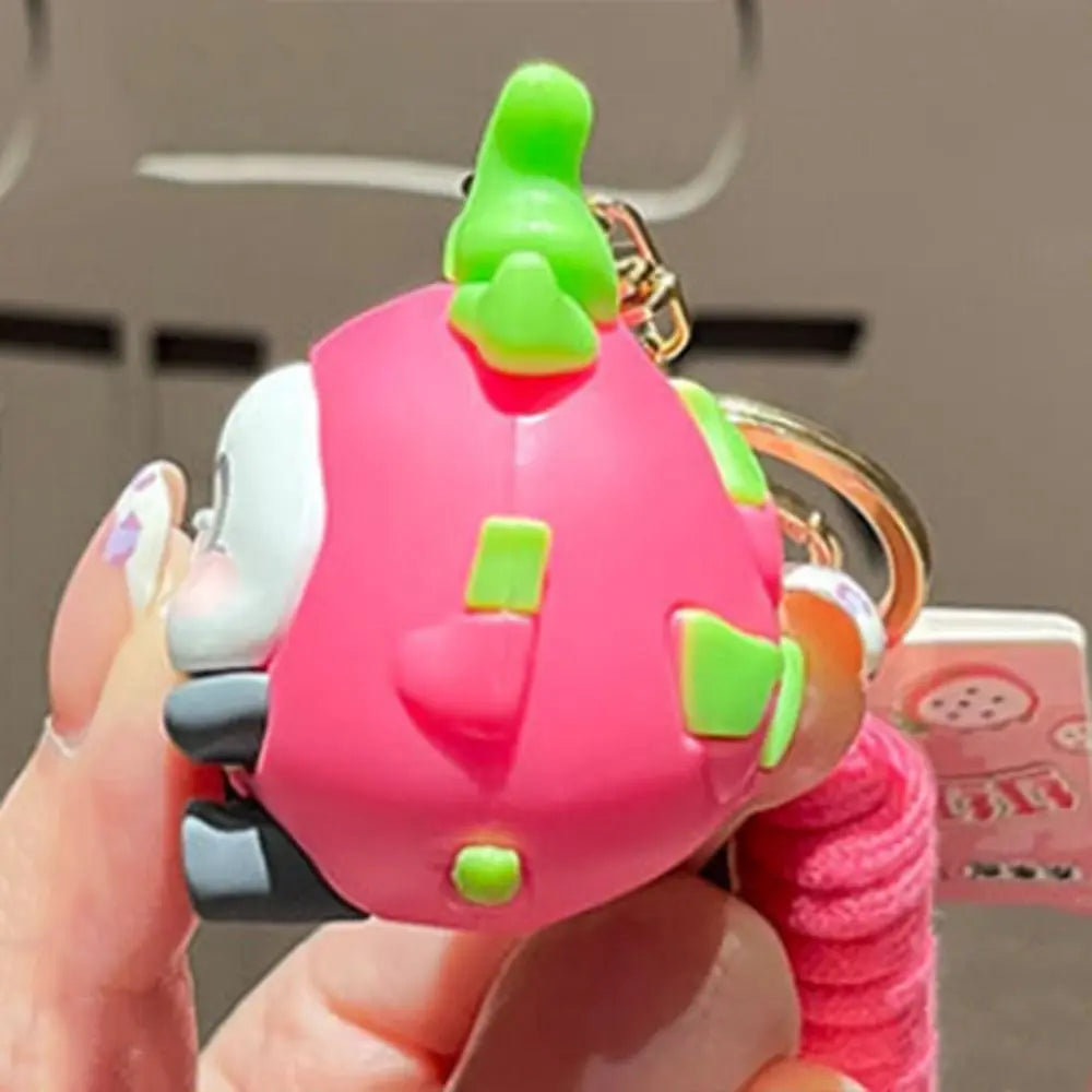 New Cute Fruit Panda Keychain Creative Funny Car Keyring PVC Cartoon Bag Pendant Boy Girl